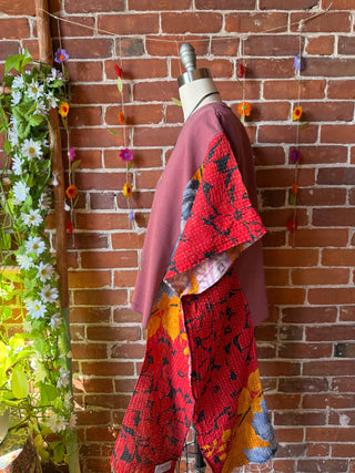 OOAK Autumn Collection- Upcycled Guns N Roses Hi Lo Kantha Sweatshirt