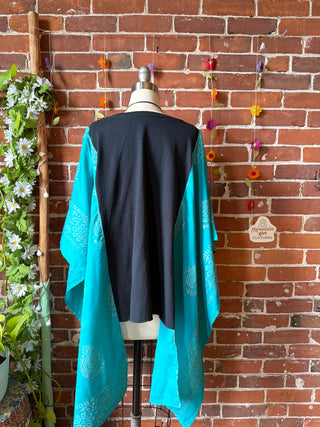 OOAK Summer Collection- Upcycled TLC Inspired Block Print Hi Lo Hybird Poncho