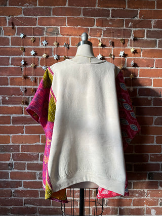 Upcycled Stevie Nicks Kantha Poncho Sweatshirt