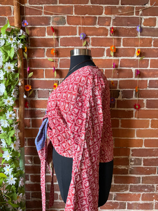 Plus Size Reversible Nova Kantha Bell Sleeve Wrap Top
