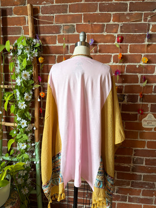 Jimi Hendrix Inspired Yellow Embroidered Poncho
