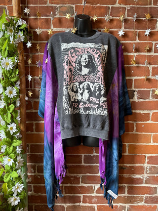 Big Brother + The Holding Company Inspired Tie Dye Hi Lo Poncho Sweatshirt