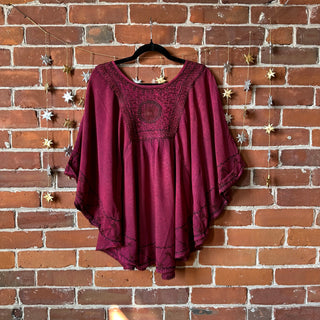 Hannah Poncho Capelet Top - Stone Washed Magenta