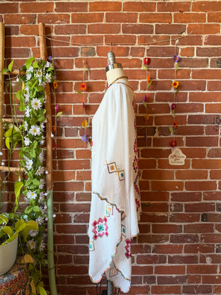 The Wandering Bloom Layer - Upcycled Embroidered Poncho