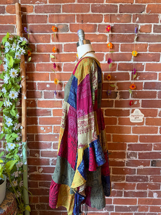 Falling Leaves Patchwork Bell Sleeve Kimono - Fair Trade Made - Multiple Sizes Available