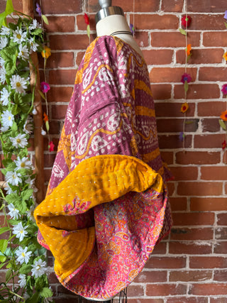 Cosmic Drift Reversible Kantha Poncho Top