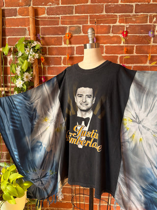 OOAK Autumn Collection- Upcycled Justin Timberlake Inspired Tie Dye Poncho Tee
