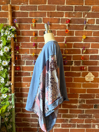OOAK Summer Collection - Upcycled Flower Patch Patchwork Poncho Style Top 🌼