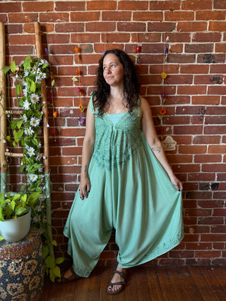 Oh So Flowy Festival Embroidered Jumpsuit Fits - Fair Trade Made -Multiple Colors