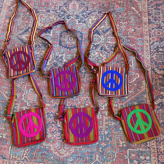 Mystery Rainbow Peace Sign Ikat Purse - Fair Trade Made- Final Sale
