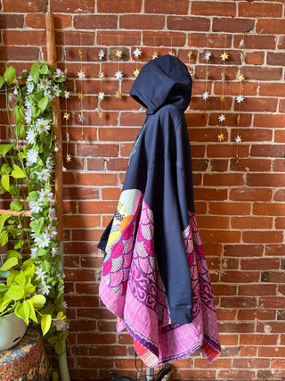 OOAK Autumn Collection- Birdsong Grateful Dead Inspired  Wing Style Kantha Poncho Hoodie Jacket
