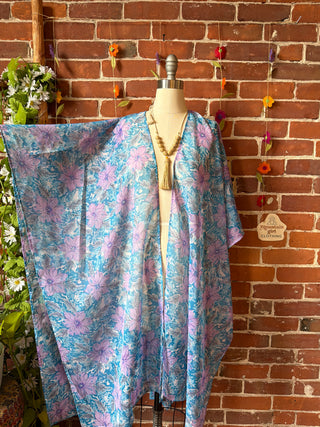 Summer Dreams 100% Silk Poncho Robe- Fair Trade Made
