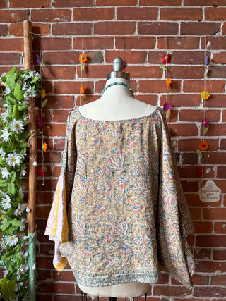 OOAK Summer Collection - Reversible Cosmic Drift Kantha Poncho Top - 2 Tops in 1