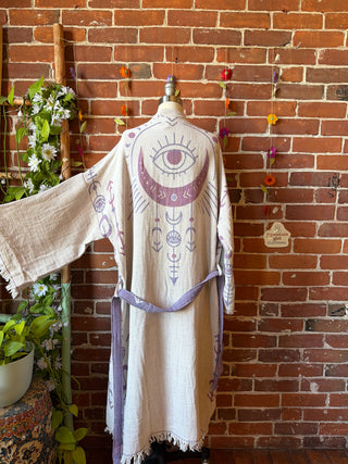 Lavender Eye+Moon 100% Cotton Kimono Robe  - Fair Trade Made