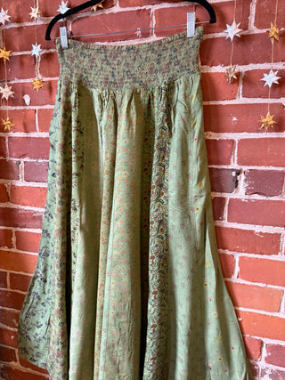 Aurora Flowy Patchwork Wide Leg Palazzo Pants - Earthy Greens