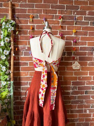 In Bloom Reversible Kantha Halter Top - 100% Cotton - Fair Trade Made - “Plus” Size