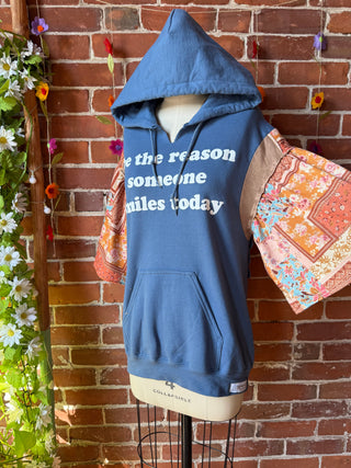 OOAK Autumn Collection- Size XS/Small Upcycled Patchwork Bell Sleeve Crochet Cut Out Hoodie
