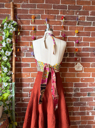 In Bloom Reversible Kantha Halter Top - 100% Cotton - Fair Trade Made - “Plus” Size