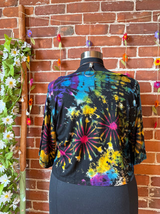 Dark Side of the Moon Black Rainbow Cropped Tie Dye Tee