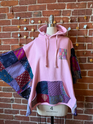 Upcycled Patchwork Mrytle Beach Turtle Poncho Hoodie