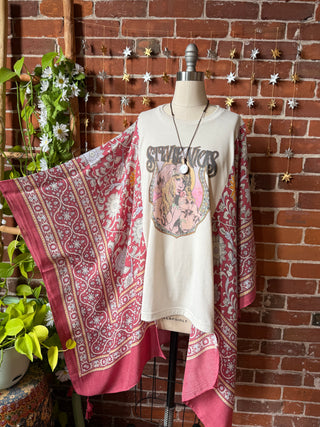 Mystical Stevie Nicks Hybrid Boho Print Hi Lo Poncho Top