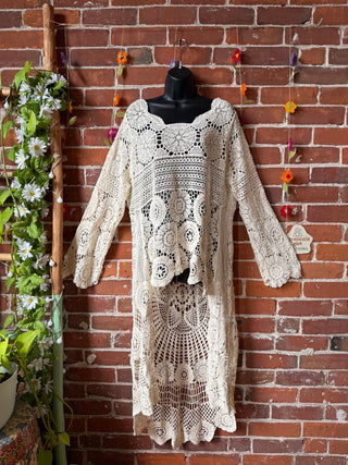 100% Cotton Bohemian Crochet Hi Lo Tunic Top Layer