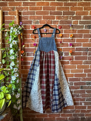 La Boheme Autumn Patchwork Overalls Dress Sizes Small-3XL
