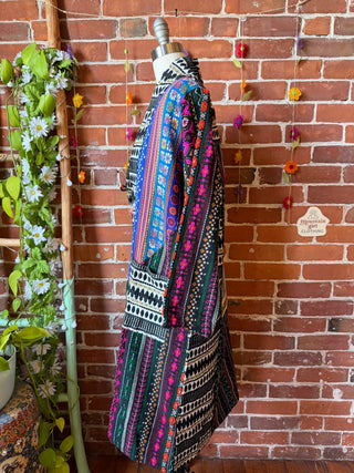 OOAK Spring Collection - Upcycled Tupac Inspired Long Rainbow Woven Jacket