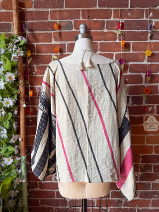 OOAK Summer Collection - Reversible Cosmic Drift Kantha Poncho Top - 2 Tops in 1!