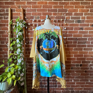 Grateful Dead Keep It Green Inspired Embroidered Poncho Tie Dye Top