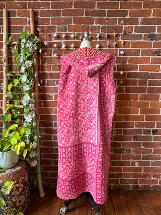 Twilight Reversible Kantha Long Hooded Duster Vest