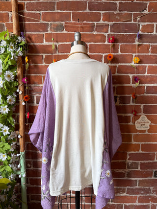Daisy Dolly Parton Inspired Purple Embroidered Poncho