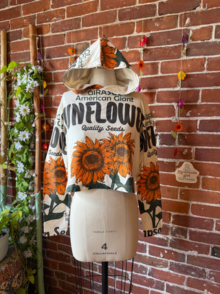 Cotton Sun Flower Cropped Hoodie Sweatshirt - Fair Trade Made