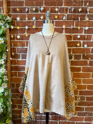 OOAK Autumn Collection- Birdsong Butterfly Wing Style Kantha Poncho Sweatshirt