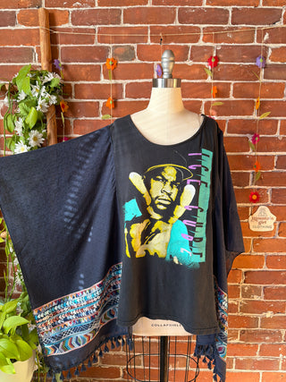 OOAK Autumn Collection- Upcycled Ice Cube Inspired Embroidered Poncho Tee