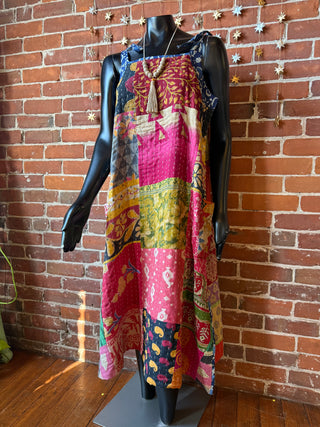 Patchwork Kantha Solstice Midi Dress