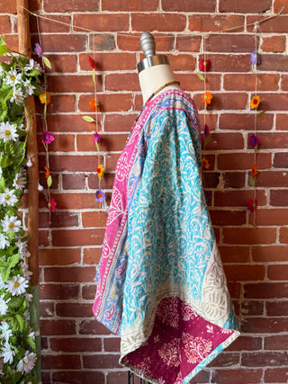 Cosmic Drift Reversible Kantha Poncho Top