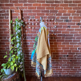 Grateful Dead Keep It Green Inspired Embroidered Poncho Tie Dye Top