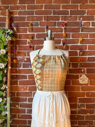 Size 14-20 In Bloom Reversible Kantha Halter Top - 100% Cotton - Fair Trade Made