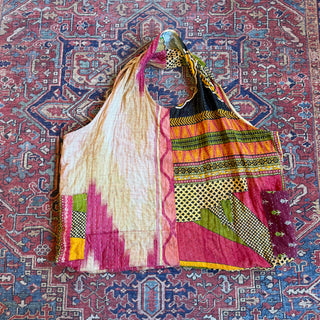 Oversized Patchwork Kantha Sling Tote Bag