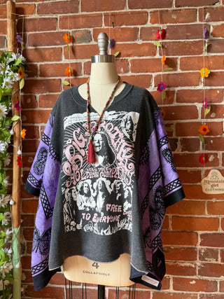 OOAK Summer Collection- Upcycled Big Brother + The Holding Company Butterfly Tie Dye Poncho Sweatshirt