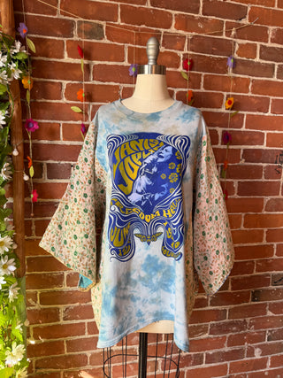 OOAK Autumn Collection - Upcycled Pearl Classic Rock Inspired Kantha Bell Sleeve Top
