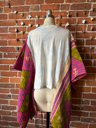 Upcycled Journey Cropped Kantha Hi Lo Poncho Top