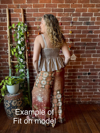Festival Drift Wide Leg Recycled Sari Lounge Pants - Fair Trade Made