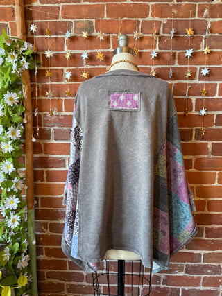 OOAK Winter Collection - Upcycled Kantha Flower Patch Patchwork Poncho Style Top 🌼