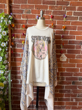 Mystical Stevie Nicks Hybrid Boho Print Hi Lo Poncho Top