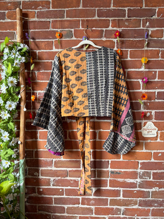 Free Size Nova Kantha Bell Sleeve Wrap Top