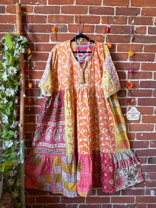 Coffee In The Morning Kantha Dress - Fits up to 3X