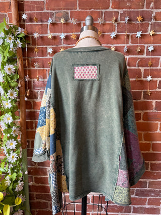 OOAK Winter Collection - Upcycled Kantha Flower Patch Patchwork Poncho Style Top 🌼