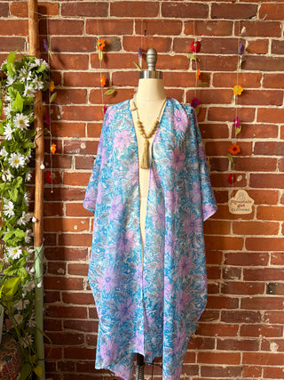 Summer Dreams 100% Silk Poncho Robe- Fair Trade Made